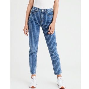 Striped American Eagle Mom Jeans